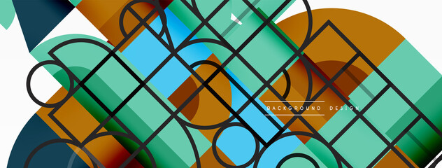 Minimal geometric abstract background. Circle square and triangle design. Trendy techno business template for wallpaper, banner, background or landing