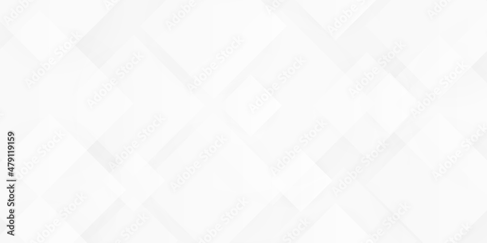 Wall mural modern geometric square shape overlapping layer on white background with copy space. technology whit