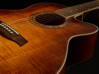 Fototapeta premium Classical guitar on black background