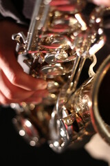 Obraz na płótnie Canvas close up of a saxophone