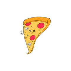 hand drawn pizza doodle vector