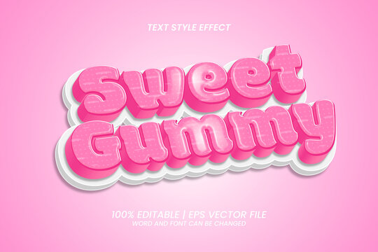 Sweet Gummy editable text effect cartoon 3d style