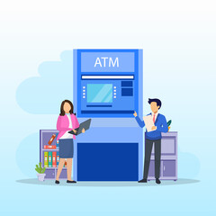 Obraz na płótnie Canvas ATM Machine Vector Illustration Concept, Flat vector template Style Suitable for Web Landing Page.