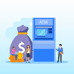 ATM Machine Vector Illustration Concept, Flat vector template Style Suitable for Web Landing Page.