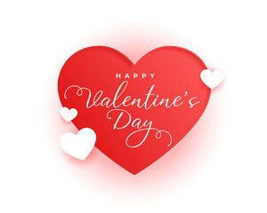 happy valentines day cute greeting design with red heart