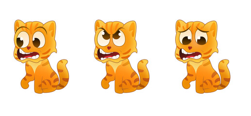 Cat cartoon facial expression set vector illustration angry