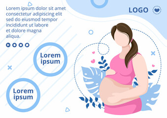 Pregnant Lady or Mother Brochure Health care Template Flat Design Illustration Editable of Square Background for Social media or Greetings Card