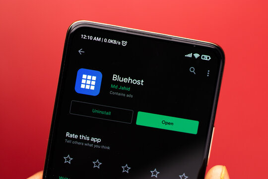 West Bangal, India - January 7, 2022 : Bluehost logo on phone screen stock image.
