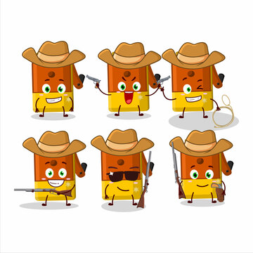 Cool cowboy orange pencil sharpener table cartoon character with a cute hat