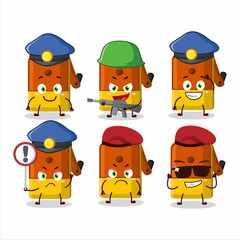 A dedicated Police officer of orange pencil sharpener table mascot design style