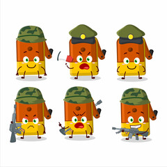 A charming soldier orange pencil sharpener table cartoon picture bring a gun machine