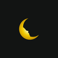 vector illustration of moon and face for icon, symbol or logo. suitable for logos of all types of businesses