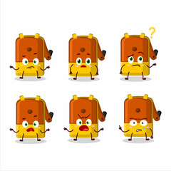 Cartoon character of orange pencil sharpener table with what expression