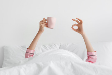 Weekend or vacation, good morning with delicious coffee