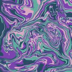 Fluid art texture. Abstract background with swirling paint effect. Liquid acrylic picture that flows and splashes. Mixed paints for interior poster. Purple, blue and pink overflowing colors