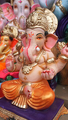 Indian Hindu God Lord Ganesha Statues, Coated with colors and sold for Ganesh Chathurthi
