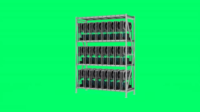 crypto mining farm with graphic card or gpu rack