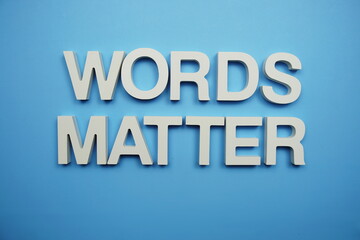 Fototapeta na wymiar Word Matter alphabet letters on blue background