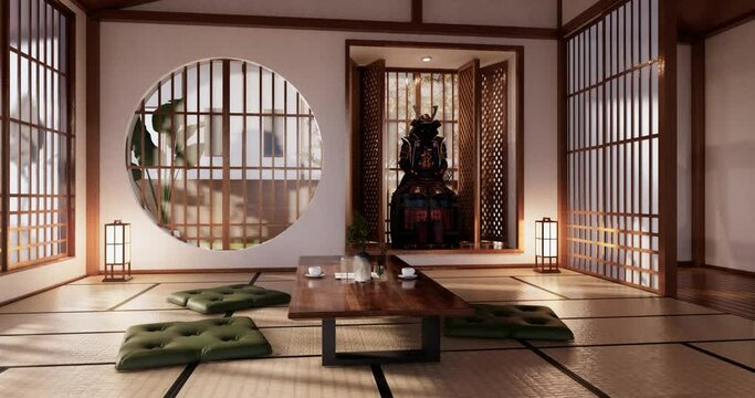 Living room japan tropical minimalist design.3D rendering