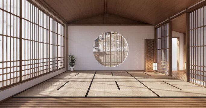 The Empty room, japanese interior.3D rendering