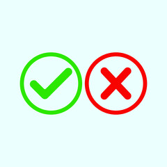 Check mark green and red line icons. Vector illustration. eps - Vector
