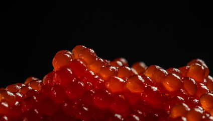 Close-up salmon caviar,Delicious red caviar. Delicatessen. Gourmet food. Seafood. appetizer,...