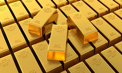 Gold bars and financial concept, concept image. 3d rendering