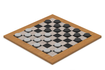 playing board with checkers 3d rendering
