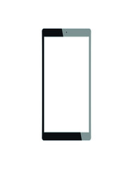 Black Smart Phone Front View Isolated on White