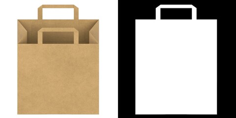 3D rendering illustration of a fast food paper bag