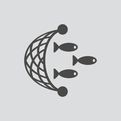 Fishing net icon isolated sign symbol and flat style for app, web and digital design. Vector illustration.