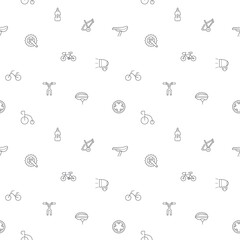 Seamless pattern with bicycle and bike icon on white background. Included the icons as sport, bike part, biking, exercise, vehicles, components, Helmet And Other Elements.