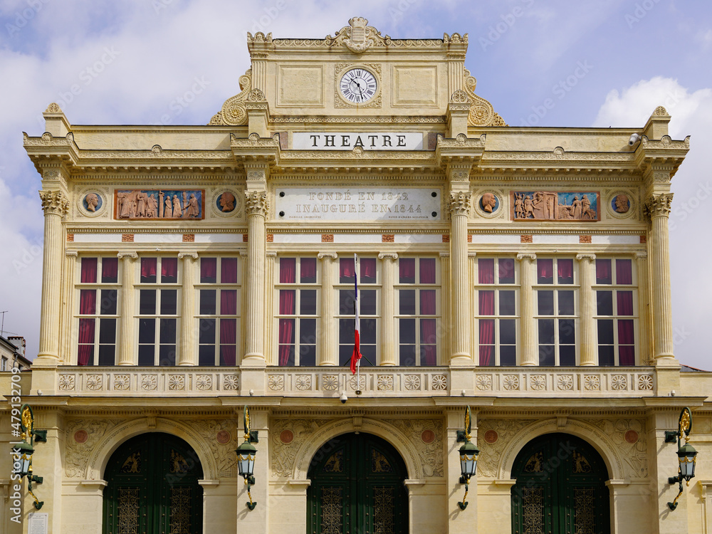 Wall mural facade of Theatre building in beziers city France