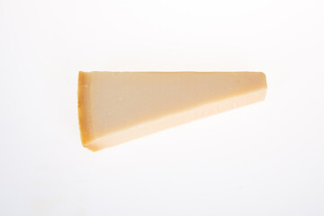 Parmesan triangle piece of hard cheese isolated on white background