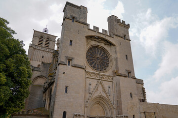 Church Saint Nazaire Cathedral of Beziers south city in France - obrazy, fototapety, plakaty