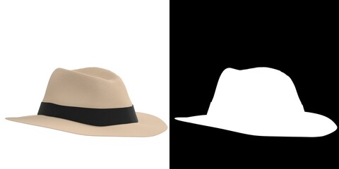 3D rendering illustration of a fedora Panama hat