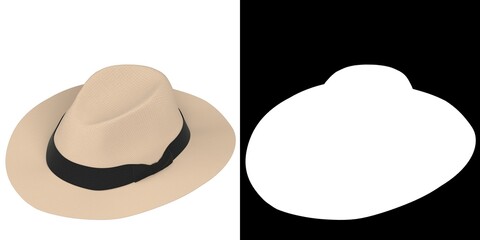 3D rendering illustration of a fedora Panama hat