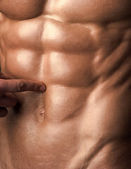 Six pack abs muscle close up. Banner templates with muscular man, muscular torso, sixpack muscle.