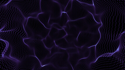 abstraction of neon wave on black background. purple abstract texture
