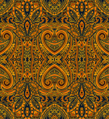 Seamless traditional golden border . Seamless Pattern : Paisley Style .