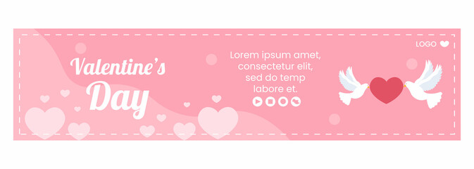 Fototapeta na wymiar Happy Valentine's Day Banner Template Flat Design Illustration Editable of Square Background for Social media, Love Greeting Card or Web