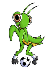 The grasshopper is playing football with good trick