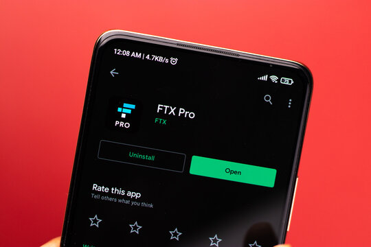West Bangal, India - December 15, 2021 : FTX logo on phone screen stock image.
