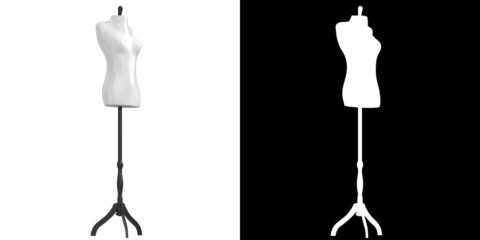 3D rendering illustration of a female mannequin on stand