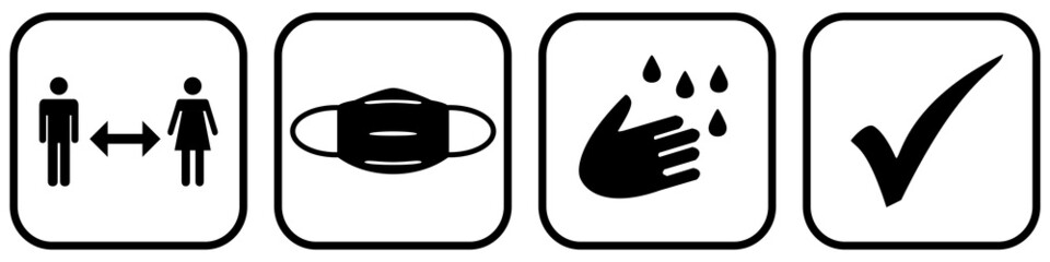 Coronaregeln Banner schwarz: Abstand, Mundschutz, Hygiene