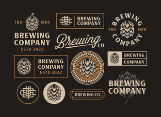 set of vintage Brewing Company in dark background.