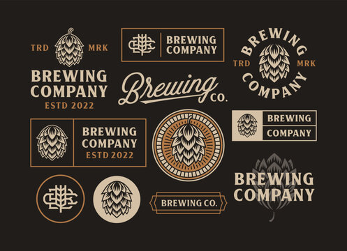 set of vintage Brewing Company in dark background.