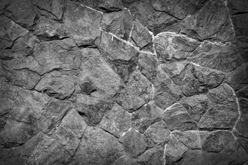 Rock wall dark black texture decorative on background