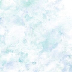 Fototapeta na wymiar 春用の油絵抽象アート背景）白っぽい正方形バナー　水色とエメラルドグリーン　キャンバスのテクスチャ