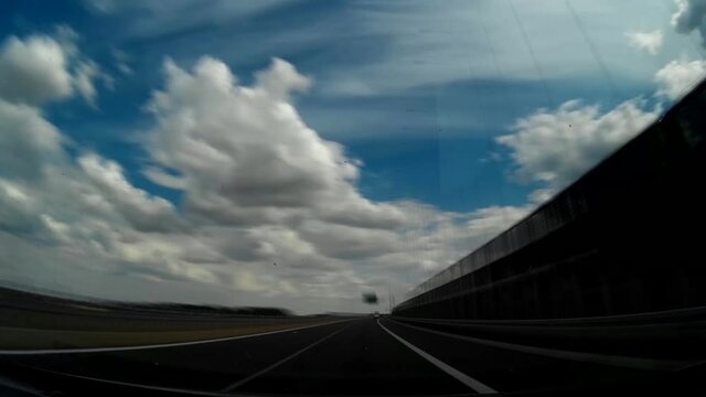 Dash Cam Highway Good Weather Driving POV Fast Motion, Poland Europe